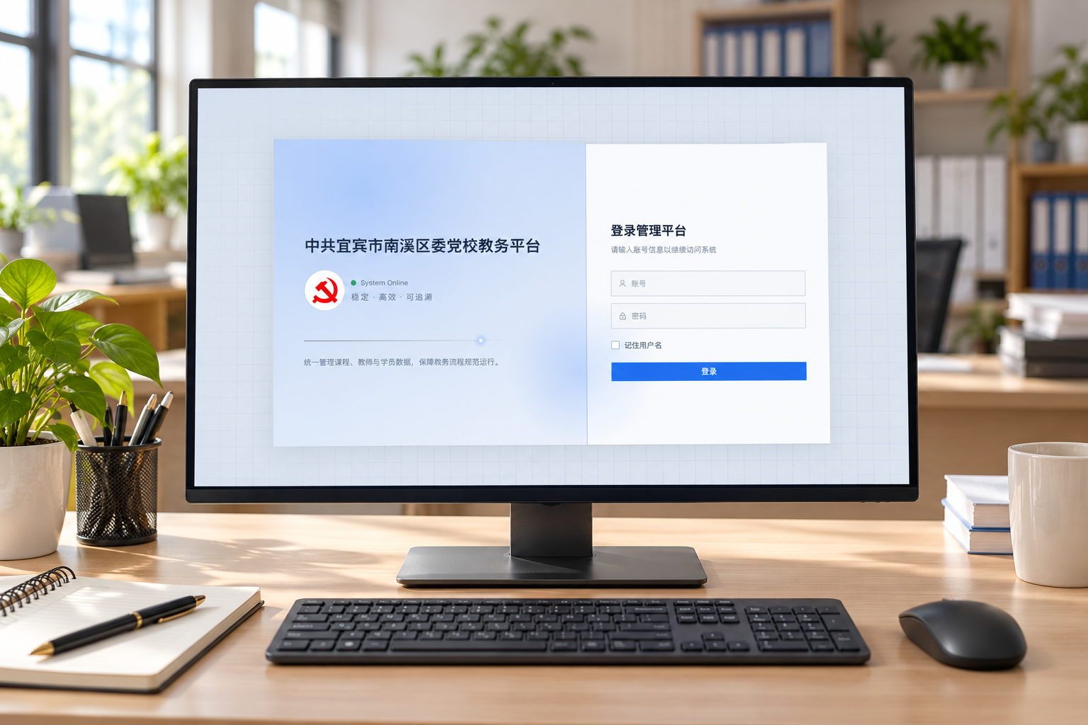 教务办公室电脑上的平台登录界面